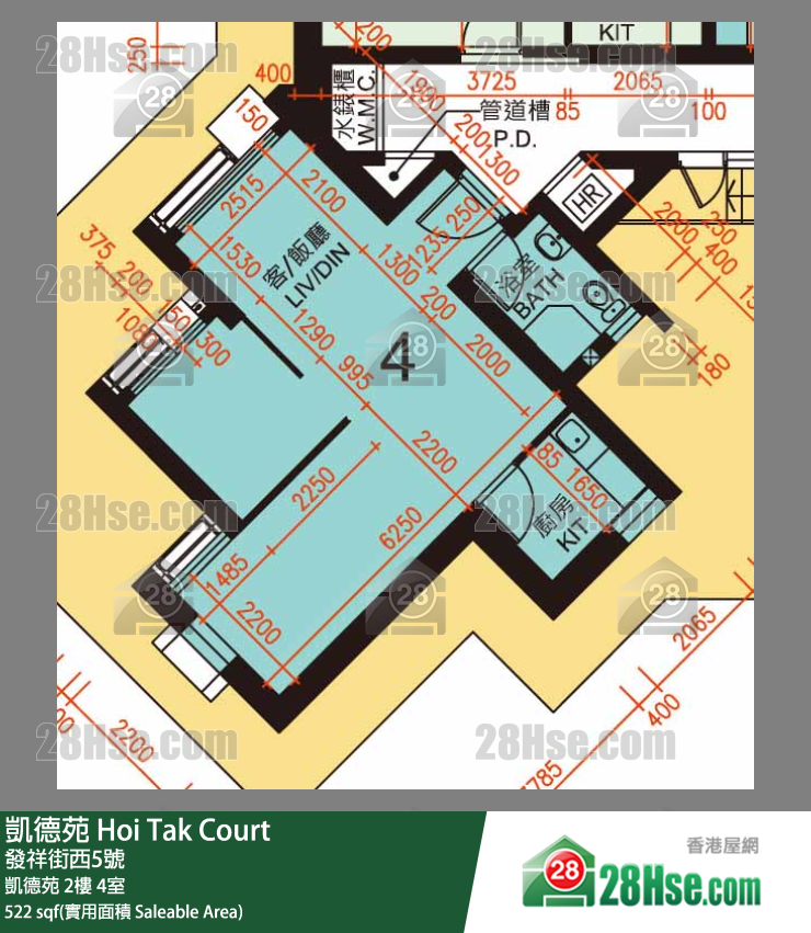 凱德苑 凱德苑 2樓 4室 平面圖
