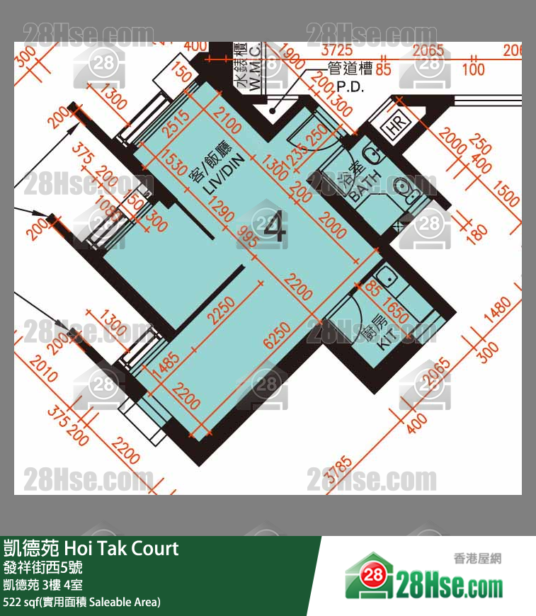 凱德苑 凱德苑 3樓 4室 平面圖