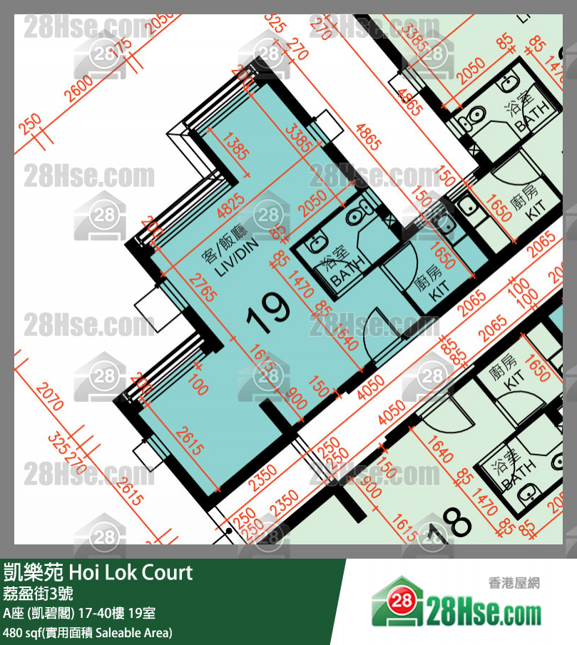 凱樂苑 A座 (凱碧閣) 28樓 19室 平面圖