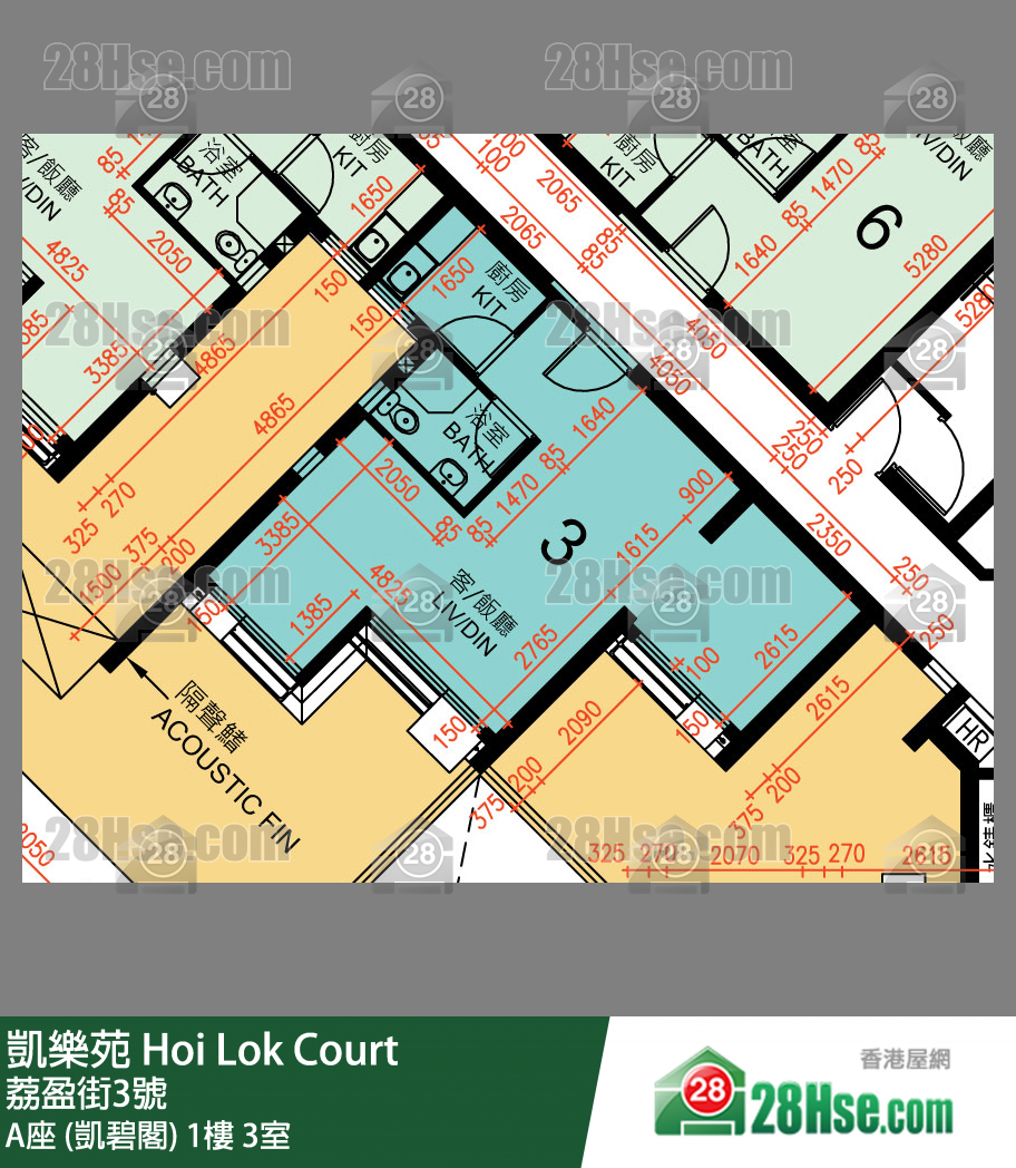 凱樂苑 A座 (凱碧閣) 1樓 3室 平面圖