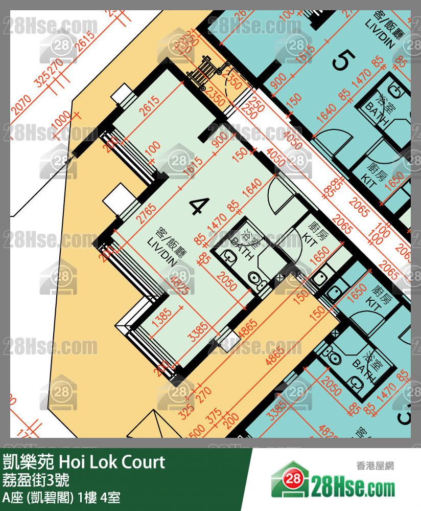 凱樂苑 A座 (凱碧閣) 1樓 4室 平面圖