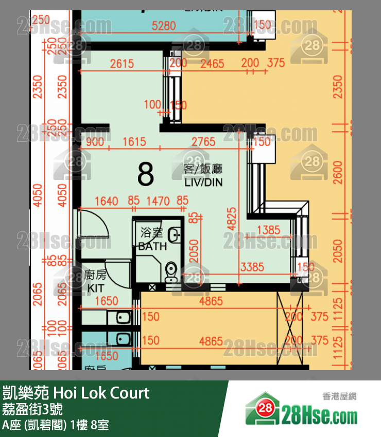 凱樂苑 A座 (凱碧閣) 1樓 8室 平面圖