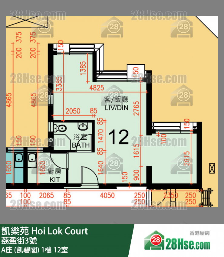 凱樂苑 A座 (凱碧閣) 1樓 12室 平面圖