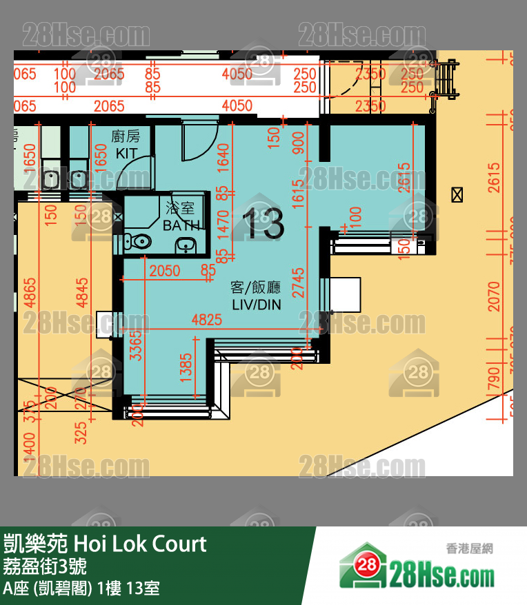 凱樂苑 A座 (凱碧閣) 1樓 13室 平面圖