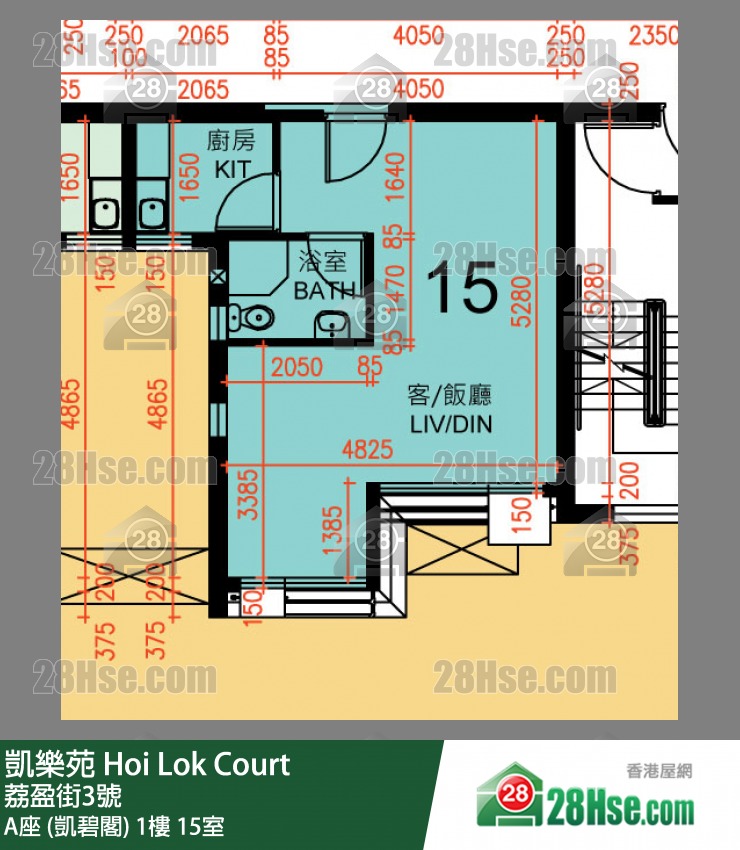 凱樂苑 A座 (凱碧閣) 1樓 15室 平面圖