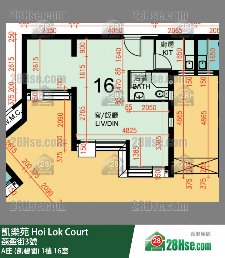 凱樂苑 A座 (凱碧閣) 1樓 16室 平面圖