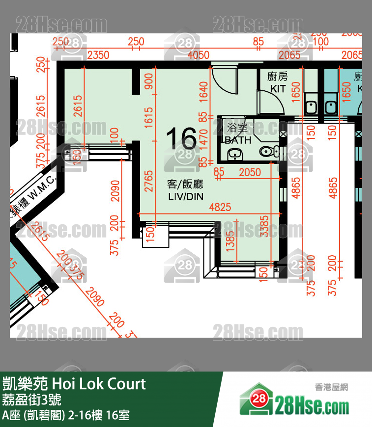 凱樂苑 A座 (凱碧閣) 4樓 16室 平面圖