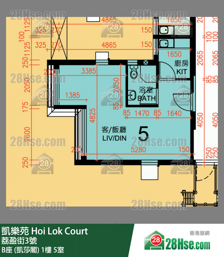 凱樂苑 B座 (凱莎閣) 1樓 5室 平面圖