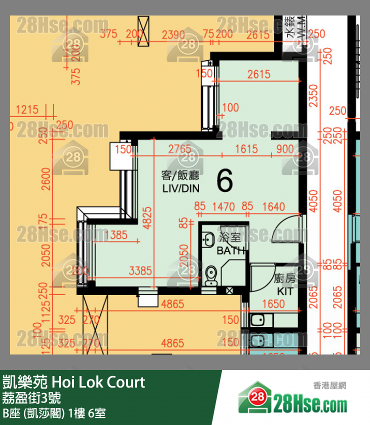 凱樂苑 B座 (凱莎閣) 1樓 6室 平面圖