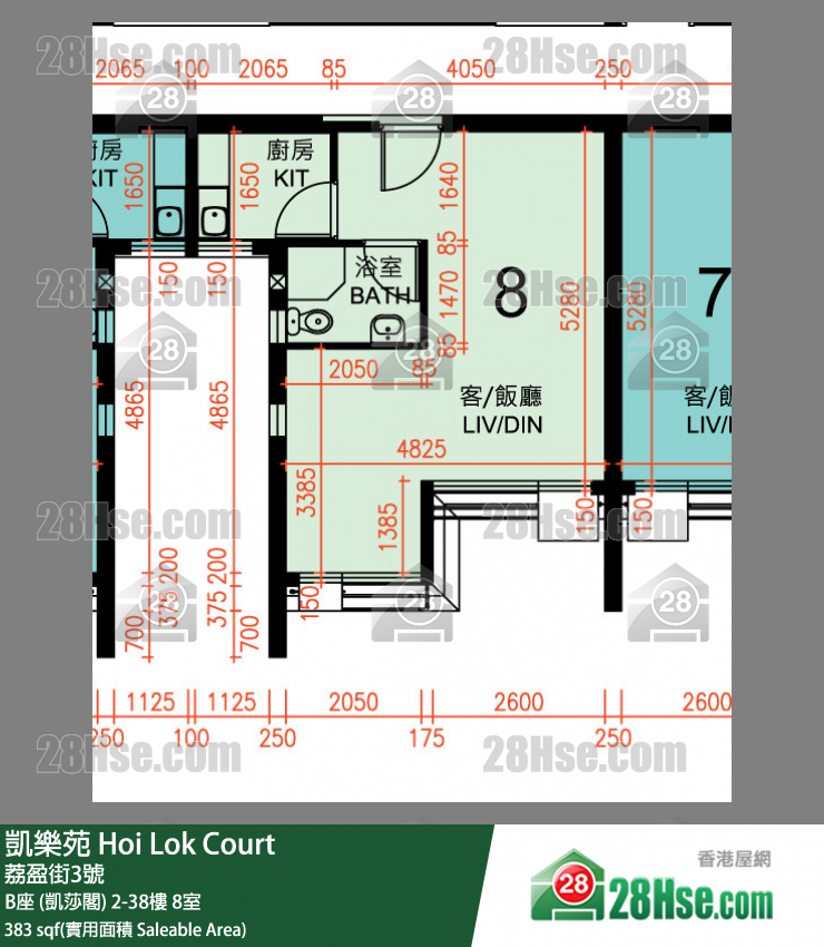 凱樂苑 單位平面圖(由 28Hse 提供) 凱樂苑 單位平面圖(由 28Hse 提供)
