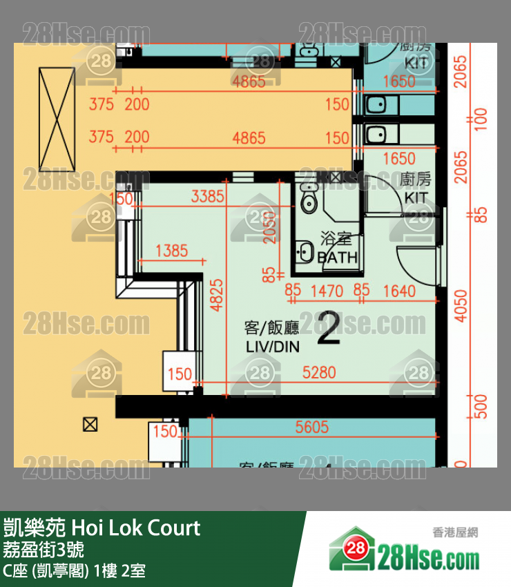 凱樂苑 C座 (凱葶閣) 1樓 2室 平面圖