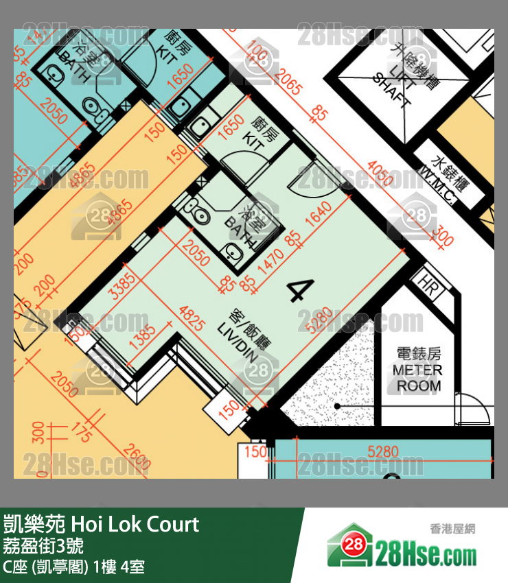 凱樂苑 C座 (凱葶閣) 1樓 4室 平面圖