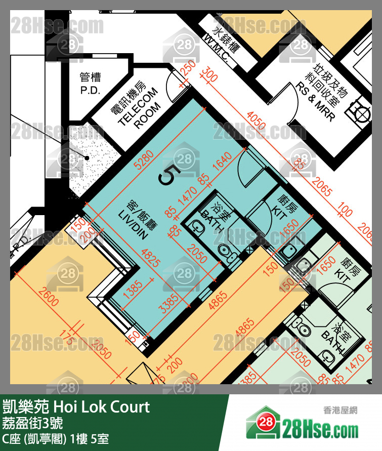 凱樂苑 C座 (凱葶閣) 1樓 5室 平面圖
