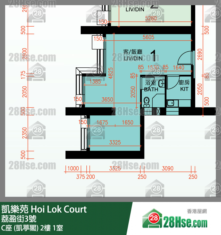 凱樂苑 C座 (凱葶閣) 2樓 1室 平面圖