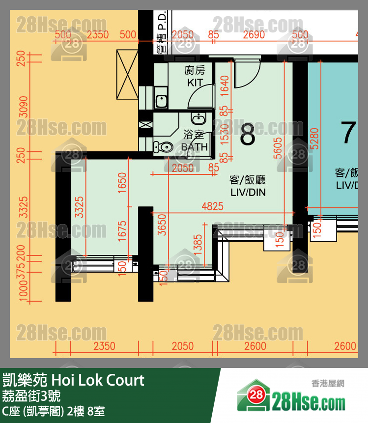 凱樂苑 C座 (凱葶閣) 2樓 8室 平面圖