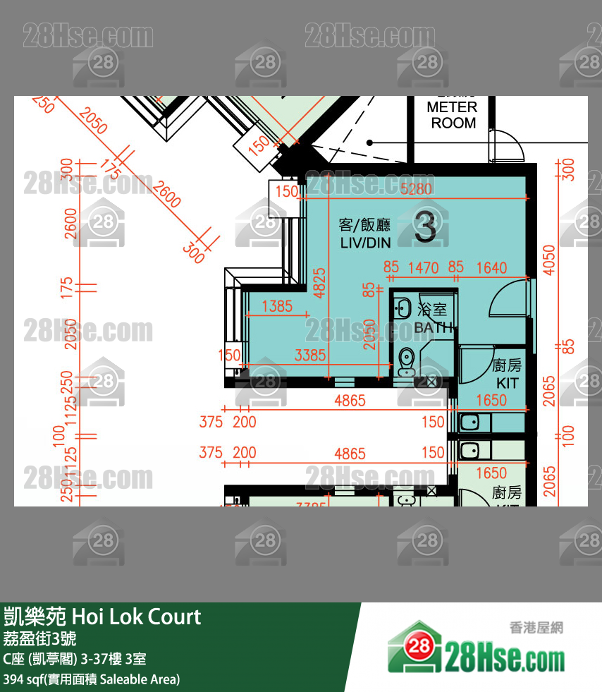 凱樂苑 C座 (凱葶閣) 15樓 3室 平面圖