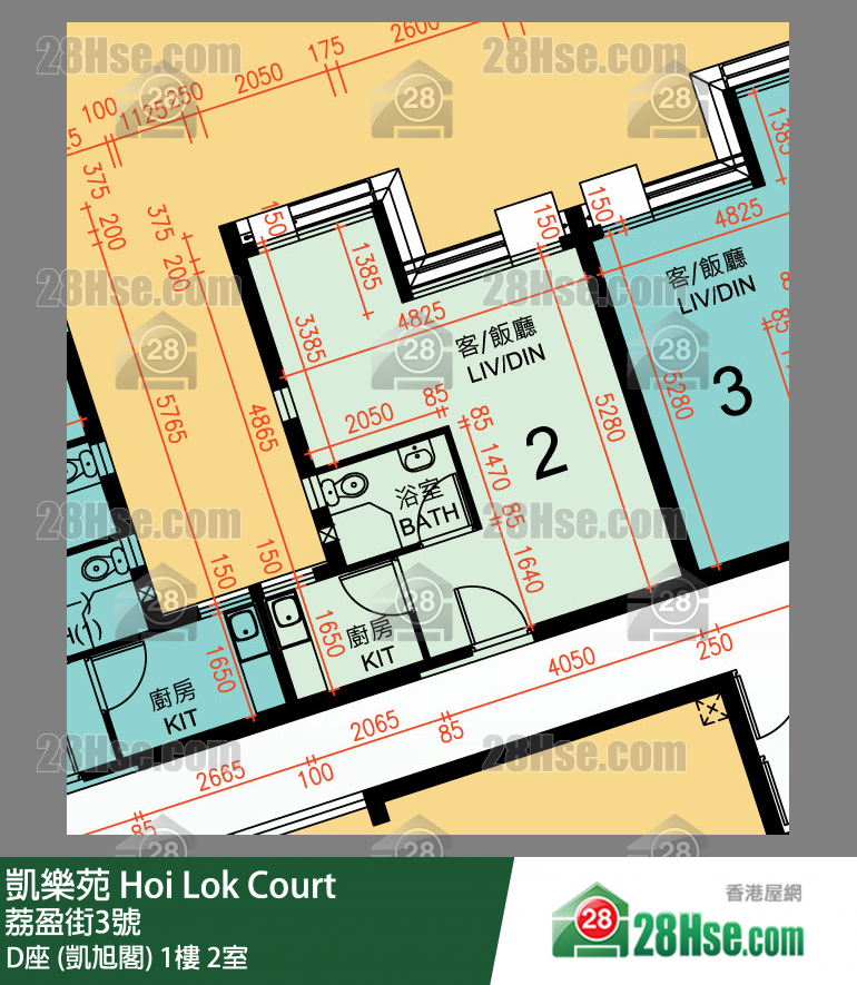 凱樂苑 D座 (凱旭閣) 1樓 2室 平面圖