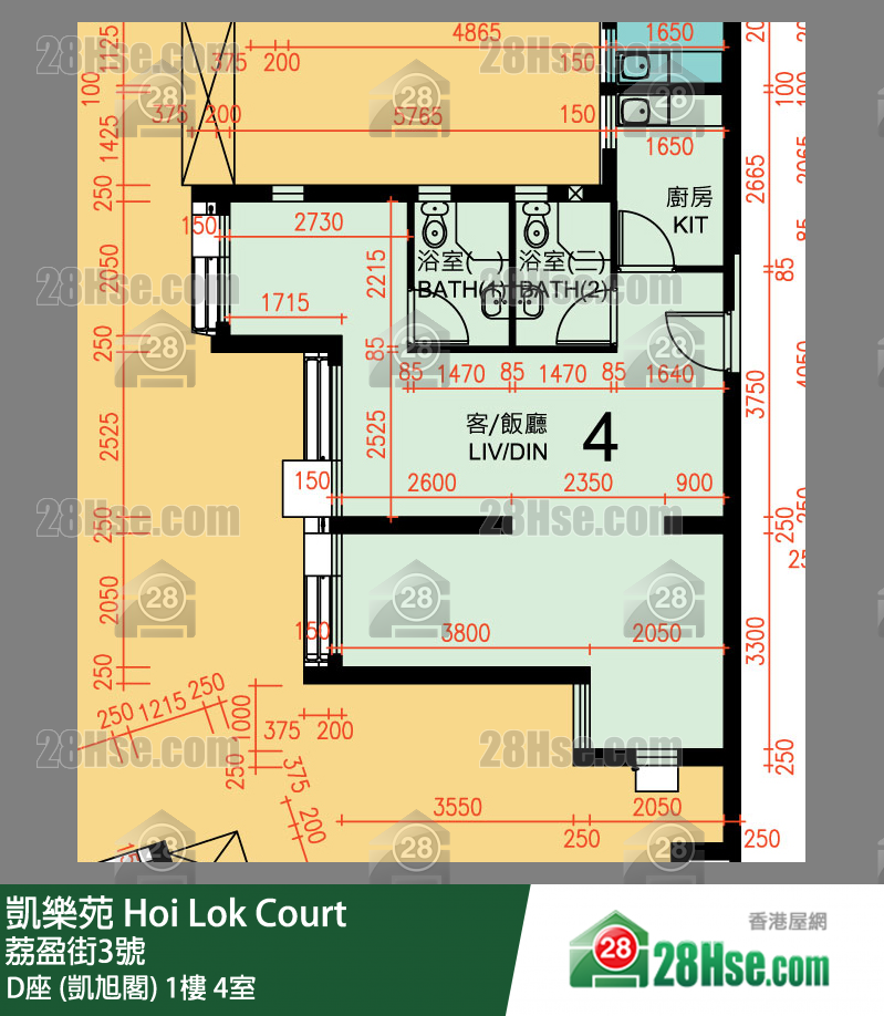 凱樂苑 D座 (凱旭閣) 1樓 4室 平面圖