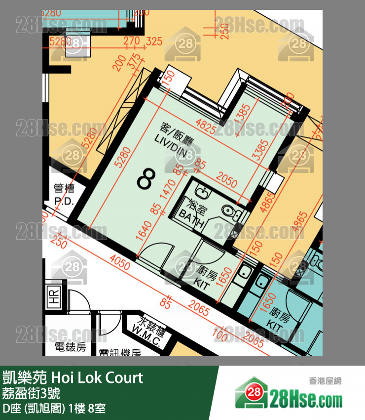 凱樂苑 D座 (凱旭閣) 1樓 8室 平面圖