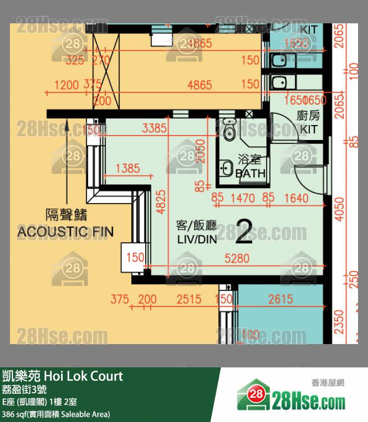 凱樂苑 E座 (凱曈閣) 1樓 2室 平面圖