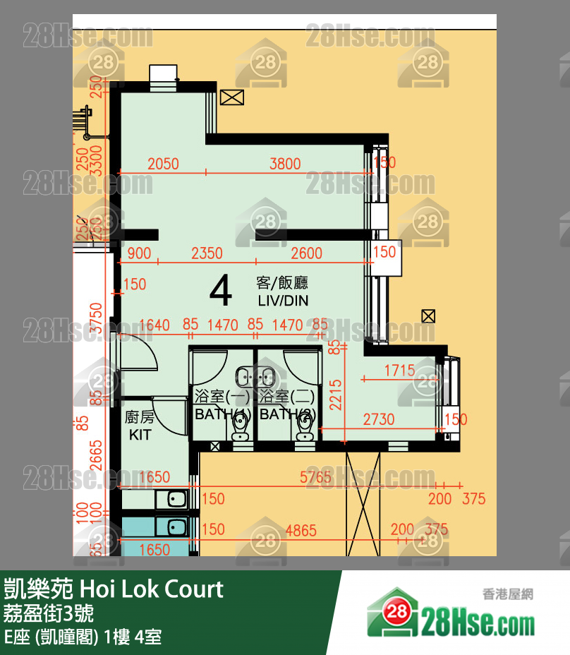 凱樂苑 E座 (凱曈閣) 1樓 4室 平面圖