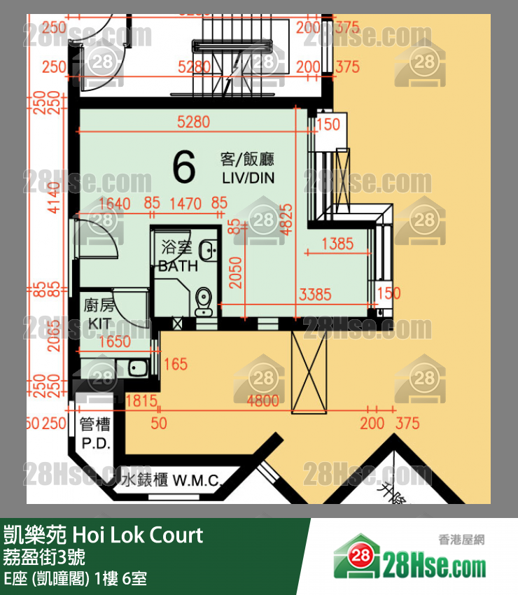 凱樂苑 E座 (凱曈閣) 1樓 6室 平面圖