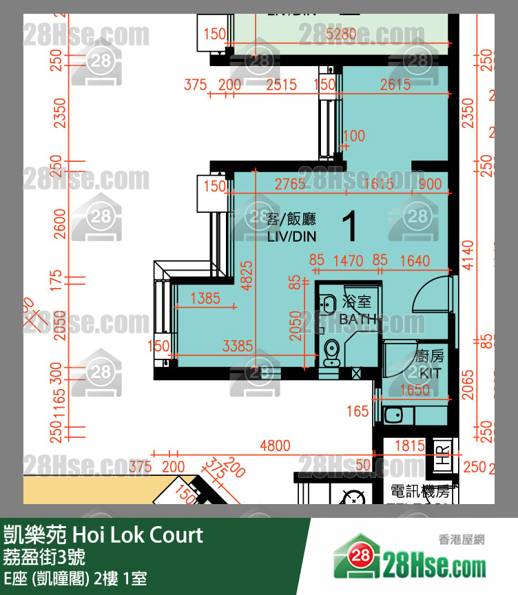 凯乐苑 E座 (凯曈阁) 2楼 1室 平面图