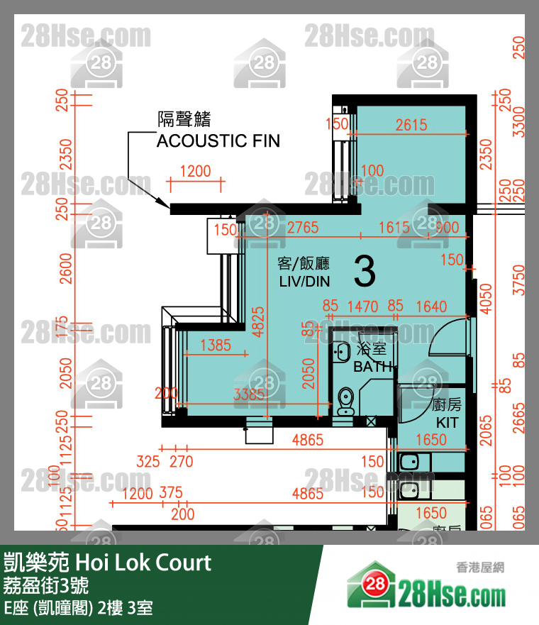 凱樂苑 E座 (凱曈閣) 2樓 3室 平面圖
