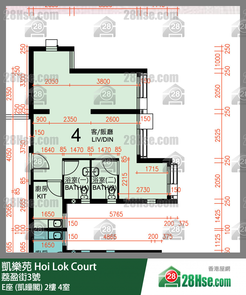 凱樂苑 E座 (凱曈閣) 2樓 4室 平面圖