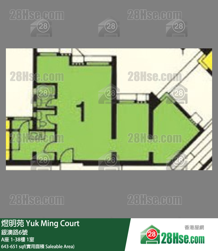煜明苑 A座30樓 1室 平面圖