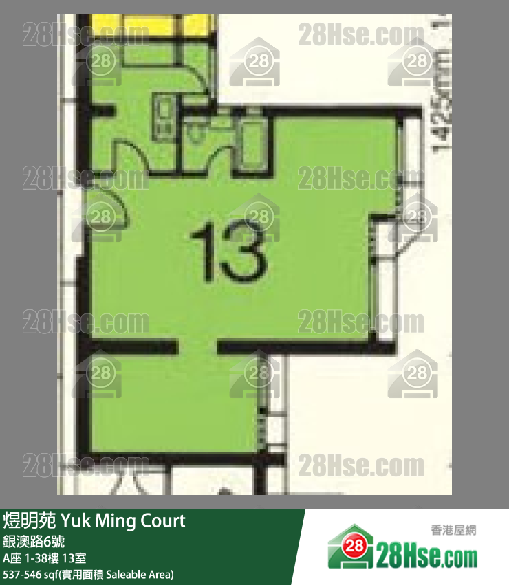 煜明苑 A座31樓 13室 平面圖