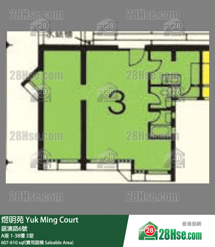 煜明苑 A座30樓 3室 平面圖
