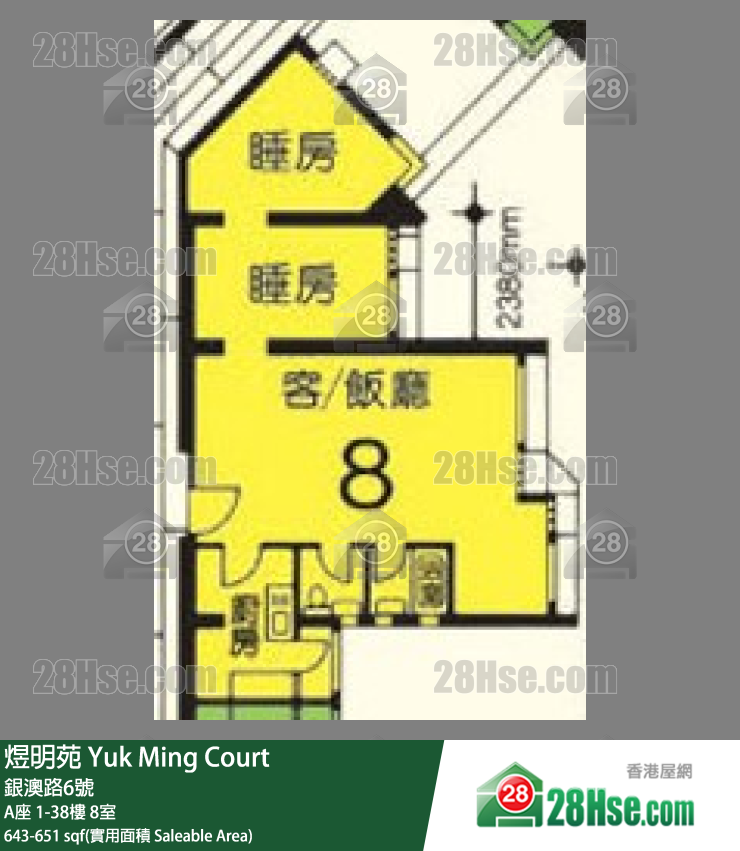 煜明苑 A座32樓 8室 平面圖