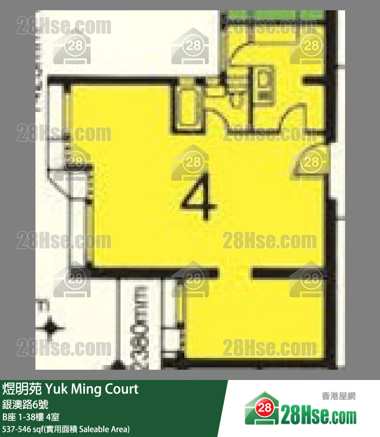 煜明苑 B座2樓 4室 平面圖