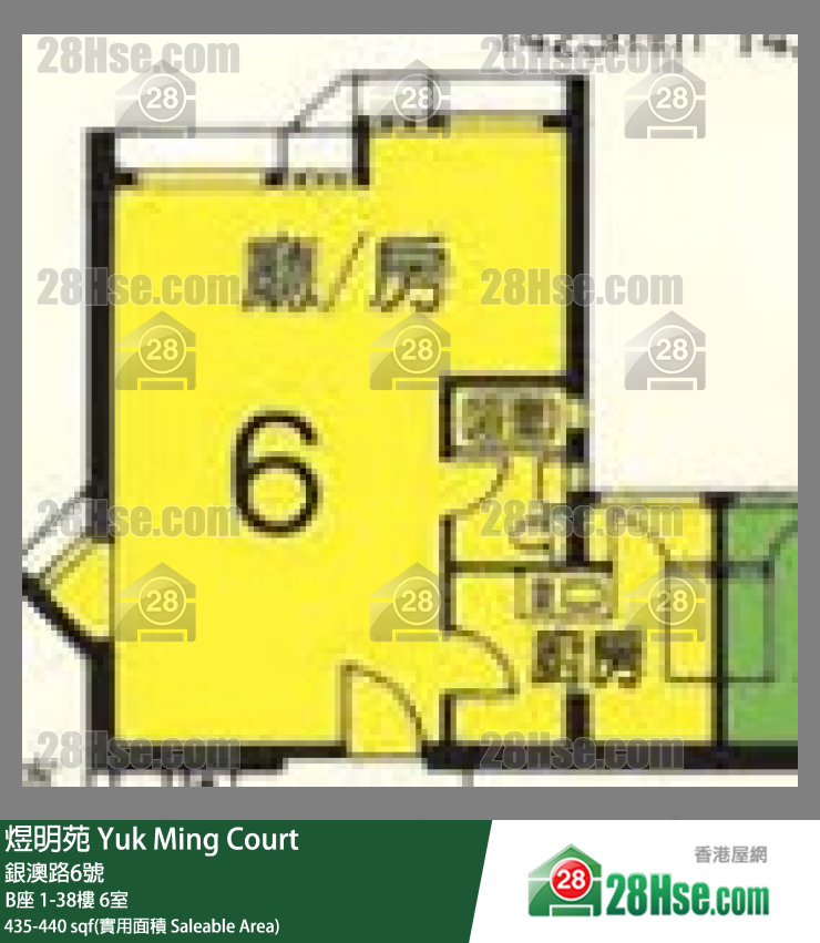 煜明苑 B座24樓 6室 平面圖