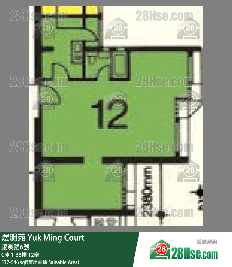 煜明苑 C座17樓 12室 平面圖