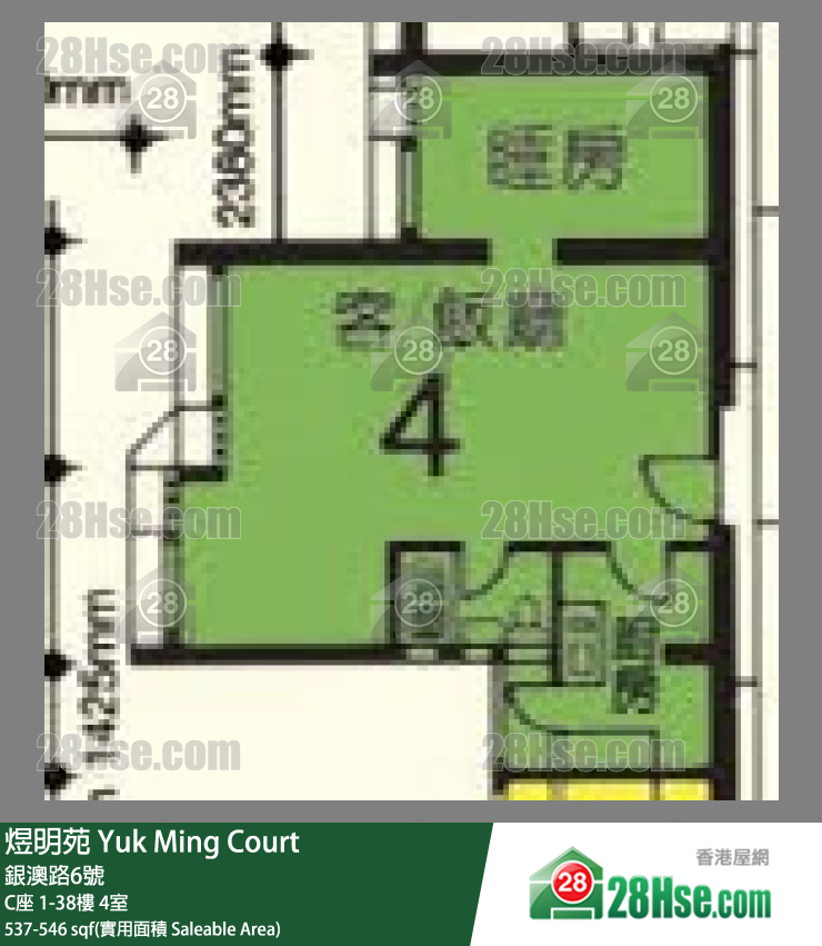 煜明苑 C座8樓 4室 平面圖