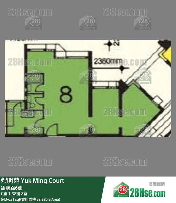 煜明苑 C座9樓 8室 平面圖