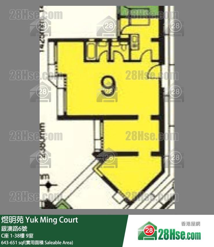 煜明苑 單位平面圖(由 28Hse 提供)