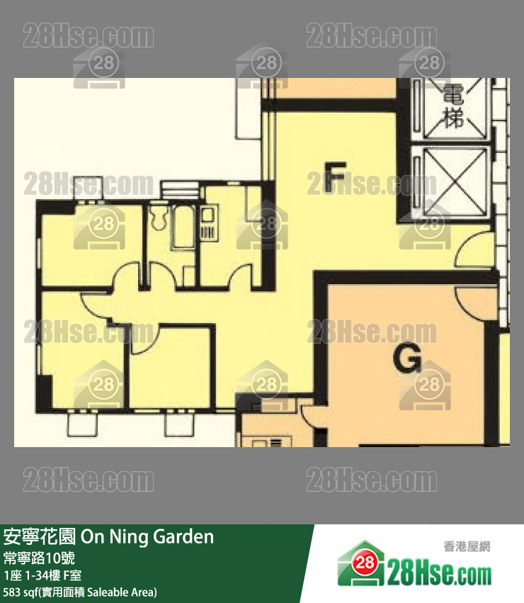 安寧花園 1座24樓 F室 平面圖