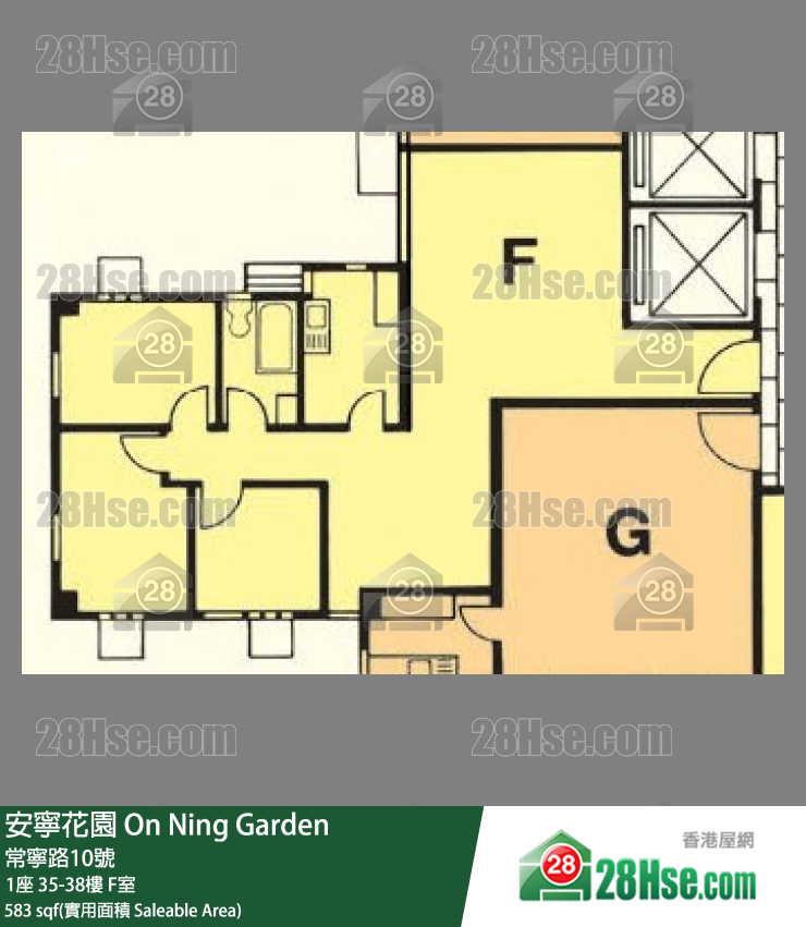 安寧花園 1座38樓 F室 平面圖