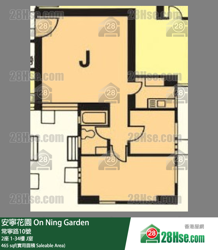 安寧花園 2座28樓 J室 平面圖