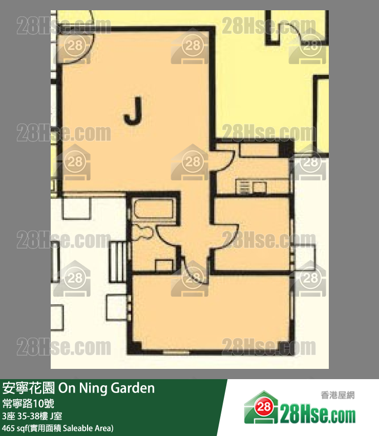 安寧花園 3座36樓 J室 平面圖