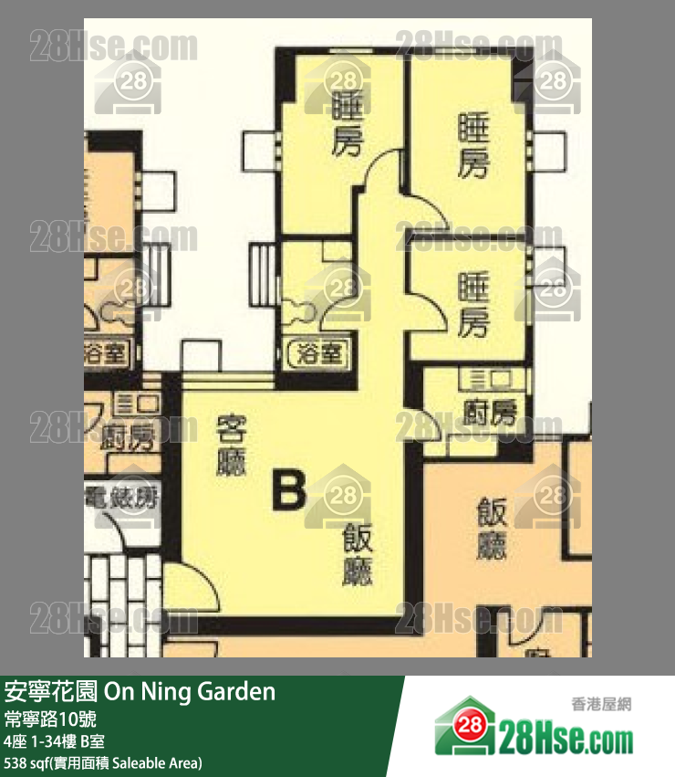 安寧花園 4座21樓 B室 平面圖