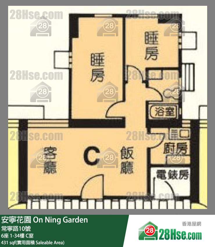 安寧花園 6座 23樓 C室 平面圖