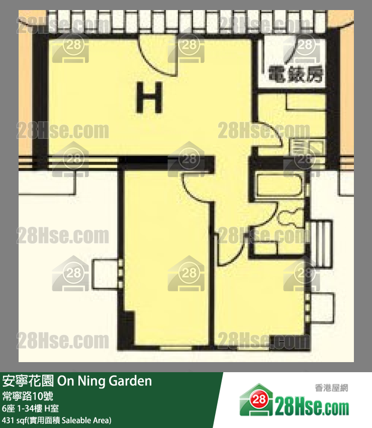安寧花園 6座19樓 H室 平面圖