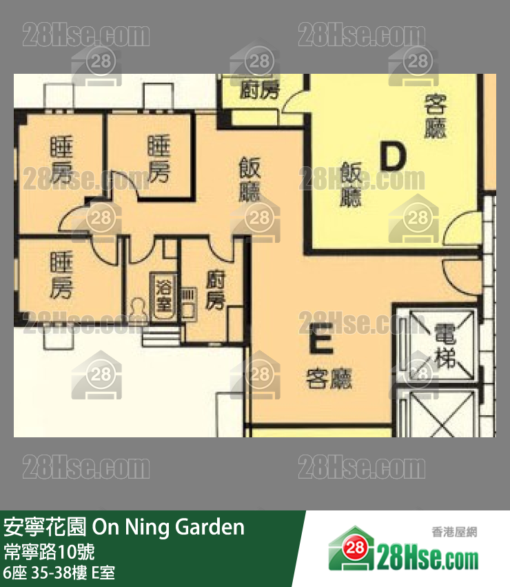 安寧花園 6座36樓 E室 平面圖