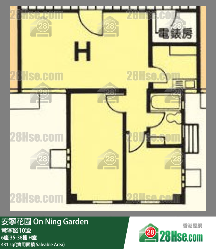 安寧花園 6座37樓 H室 平面圖