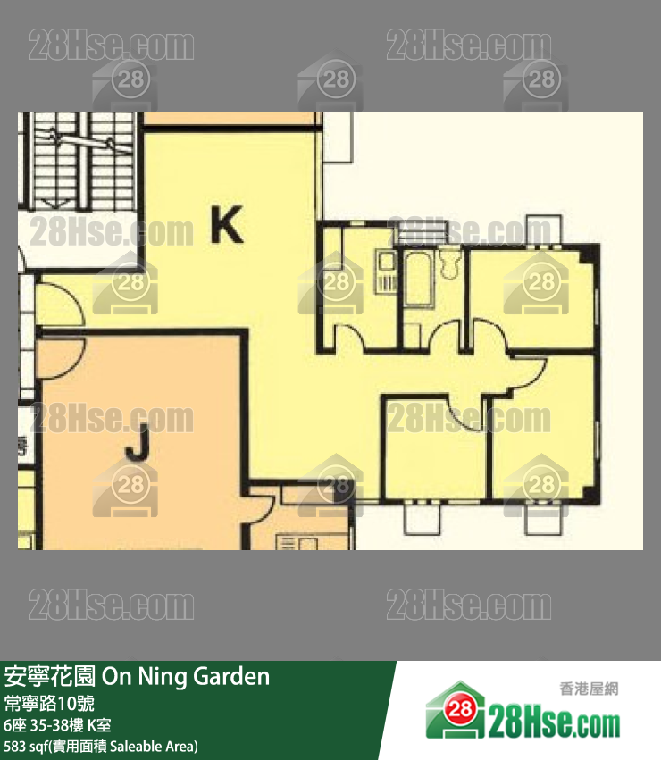 安寧花園 6座 38樓 K室 平面圖