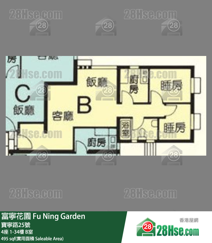 富寧花園 4座 14樓 B室 平面圖